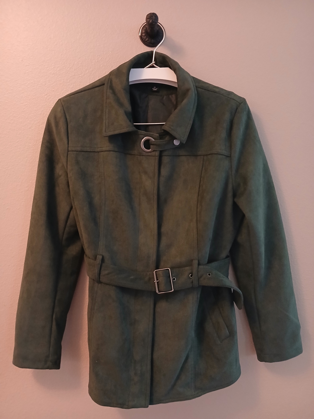 Classic Olive Green Belted Trench Coat